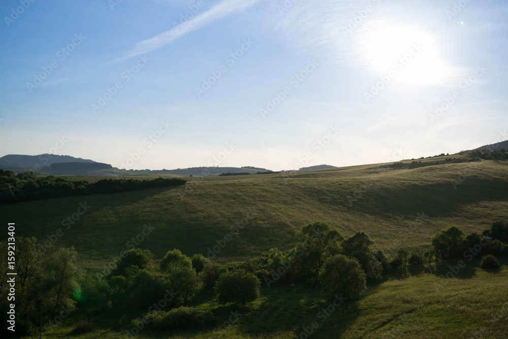 Sunrise and sunset over the hills and town. Slovakia Sunrise and sunset over the hills and town. Slovakia