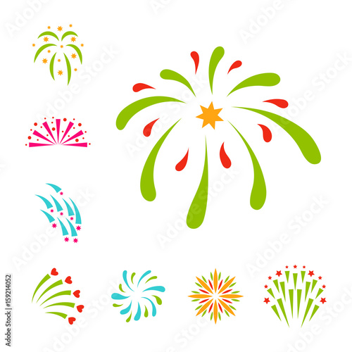 Firework vector illustration celebration holiday event night explosion light ...