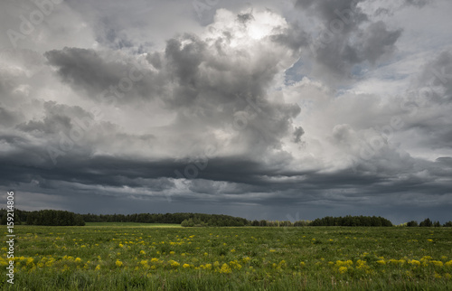  amazing landscape of the beautiful meddow under the stormy sky