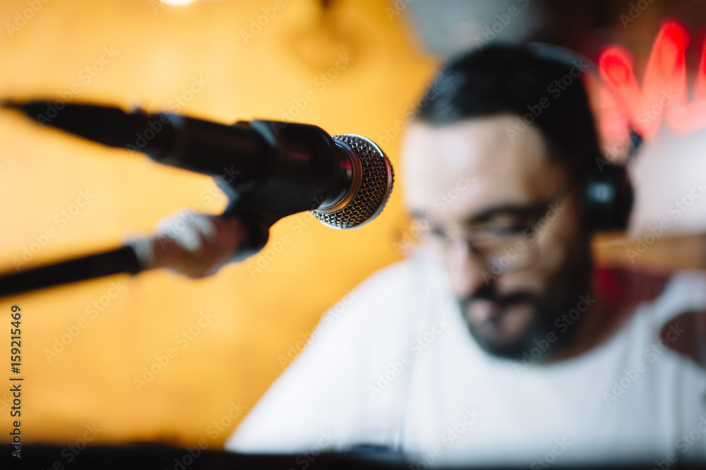 Fototapeta premium Artist who sings live in the night club