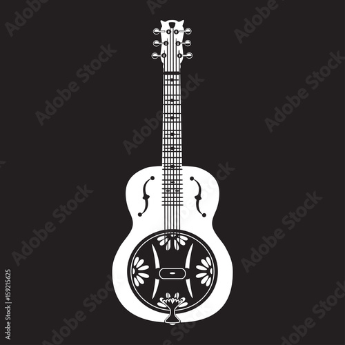 Vector flat illustration of dobro, american resonator guitar photo