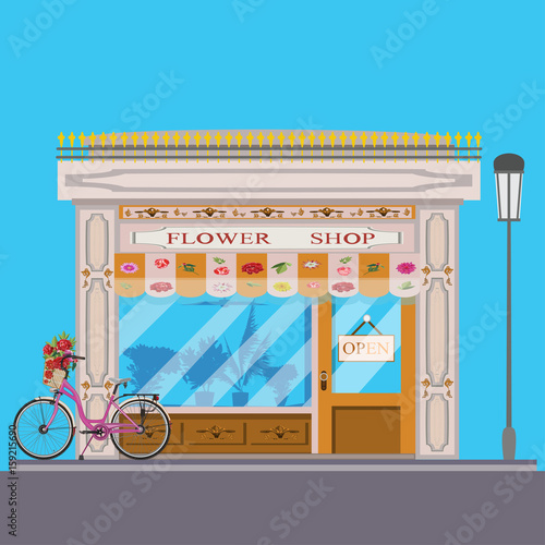 Flower shop flat vector illustration