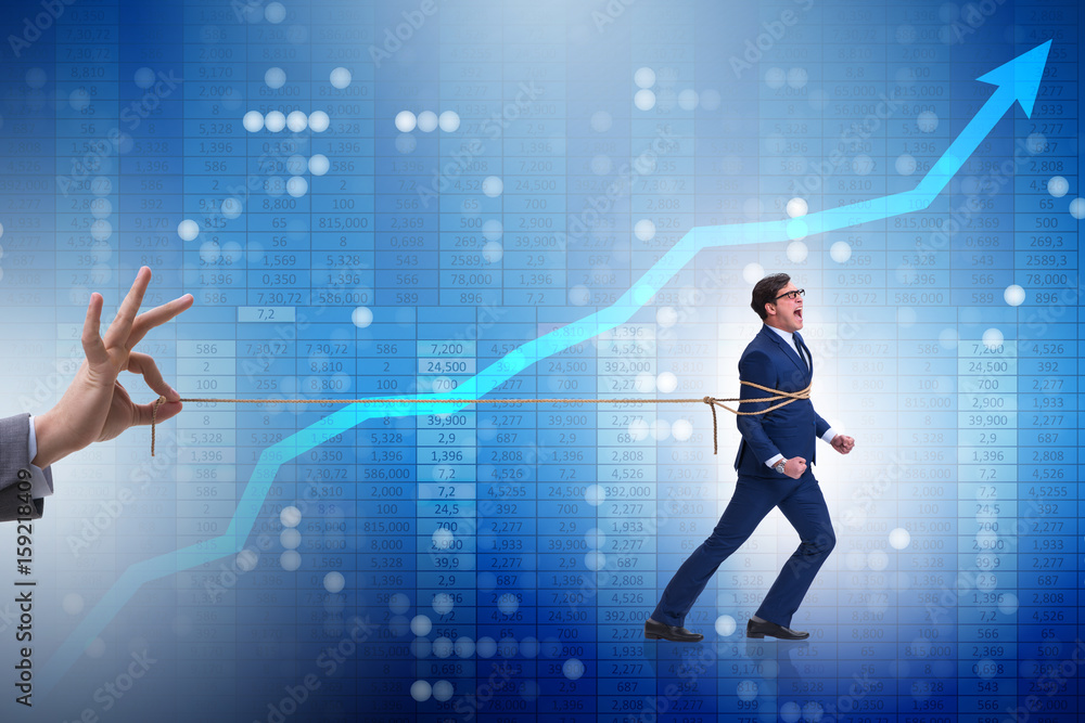 Fototapeta premium Staff retention concept with employee tied up