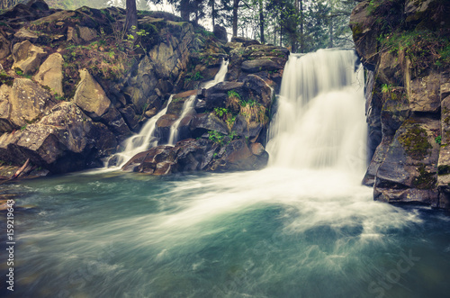 Waterfall Skalnik in Szczawnica  Beskid Sadecki mountain range in Polish Carpathian Mountains