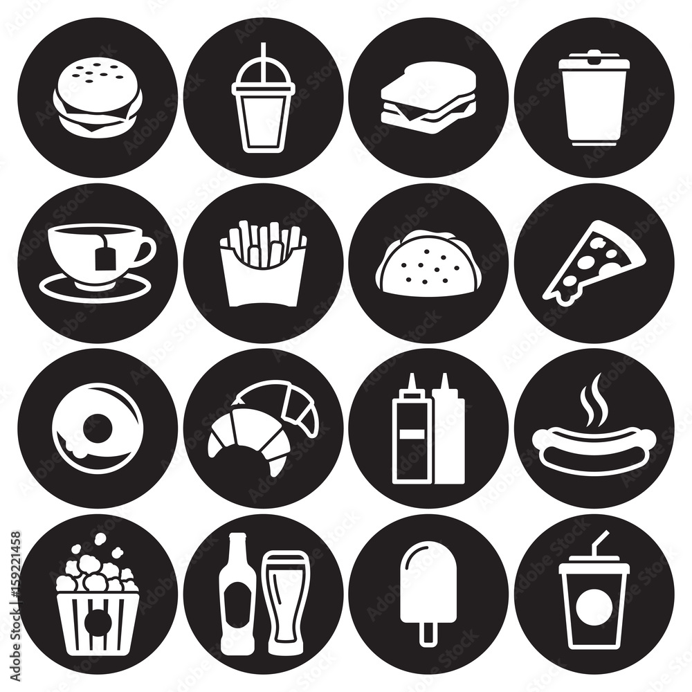 Fast food icons set Fast food icons set