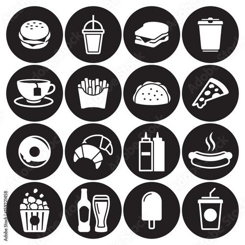 Fast food icons set
