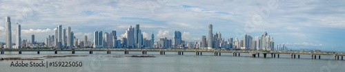 Panoramic view of Panama City skyline with skyscrapers and Cinta Costera  Coastal Beltway  - Panama City  Panama