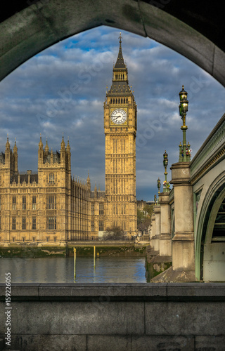 Looking through the archway to Big Ben and the Houses of Parliament
