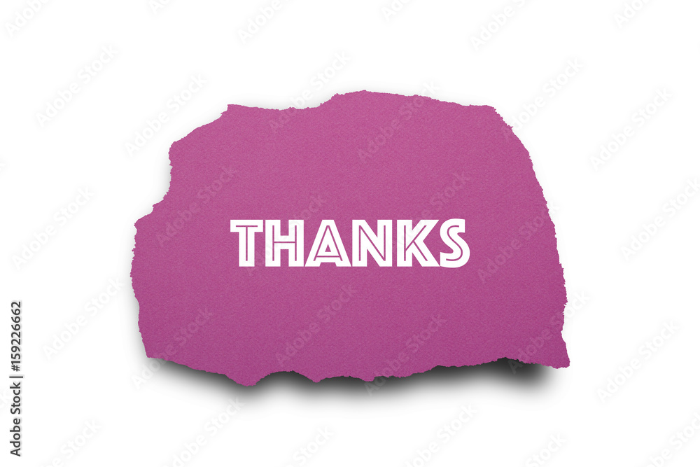 Thanks word written under torn paper. Thanks word written under torn paper.