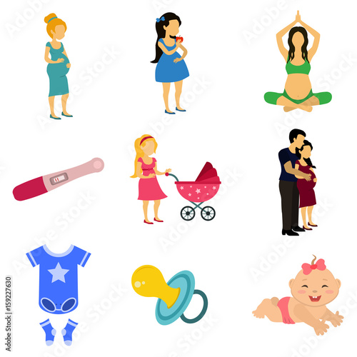 pregnancy flat icon set