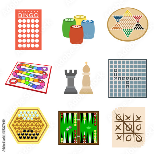 board games flat icon set