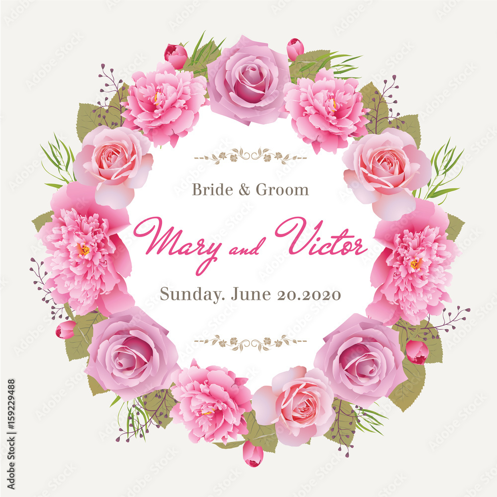 Wedding invitation, thank you card, save the date cards.Wedding collection,wedding design,invitation card,romantic floral, peonies and roses. EPS 10 Wedding invitation, thank you card, save the date cards.Wedding collection,wedding design,invitation card,romantic floral, peonies and roses. EPS 10