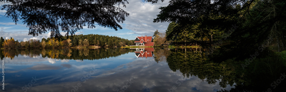 Wooden Lake House in Golcuk National Park