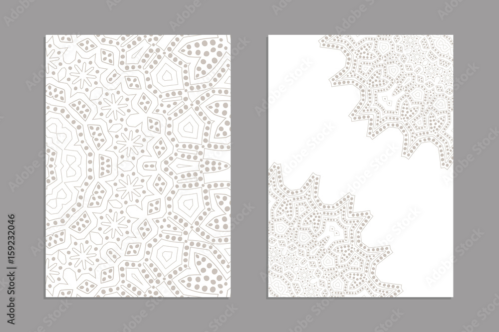 Templates for greeting and business cards, brochures. Oriental lace pattern. Mandala. Wedding invitation, save the date,RSVP. Arabic, Islamic,moroccan, asian, indian, african motifs.