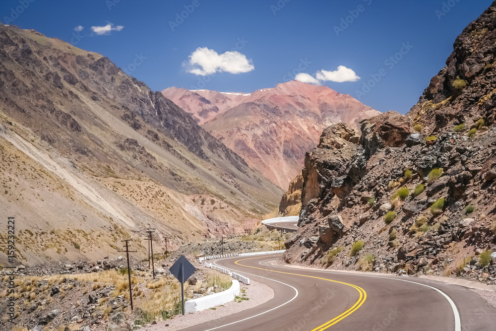 Road through Andes Road through Andes
