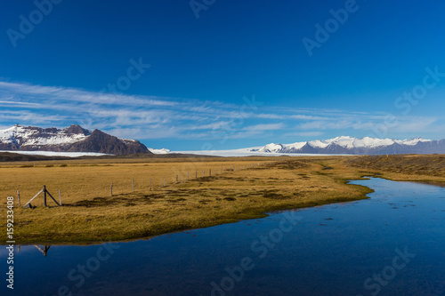 Picteresque view of Vatnaj  kull National Park and Hvannadalshn  kur peak  South Iceland