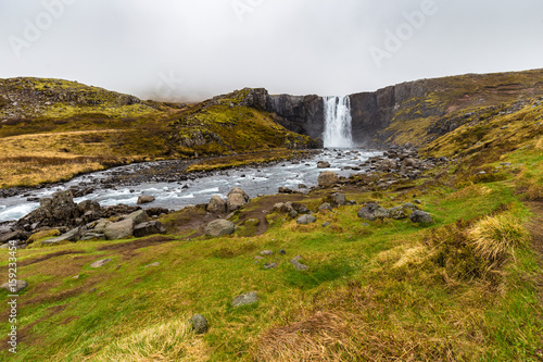 Gufufoss  aka Steam Falls  near Sey  isfj  r  ur in Eastern Iceland