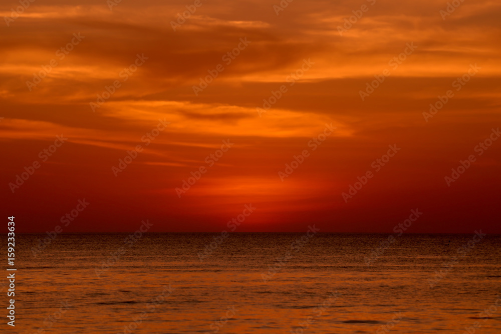 Dramatic sea red sunset