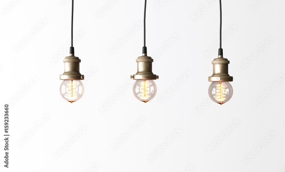 Loft pendant lamps with edison light bulbs. 3d rendering. Loft pendant lamps with edison light bulbs. 3d rendering.