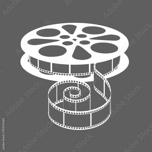 The coil with a movie film on a gray background.