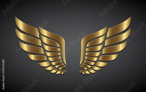 Wings from gold on a gray background.