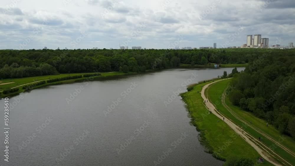 Lake in Moscow Russia Aerial View Lake in Moscow Russia Aerial View