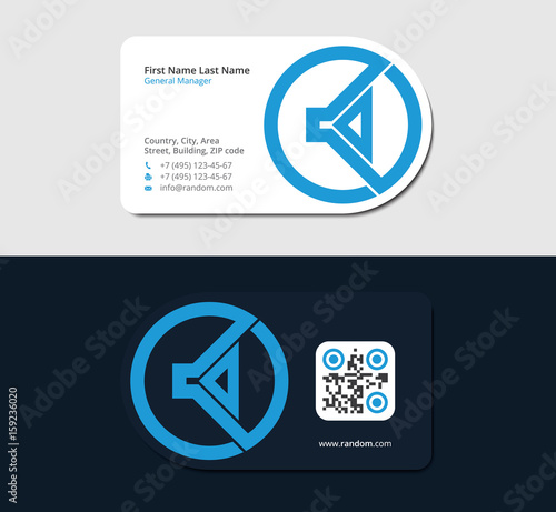 blue business card with music headphone