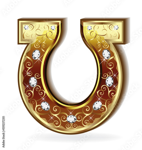 Horseshoe gold design logo