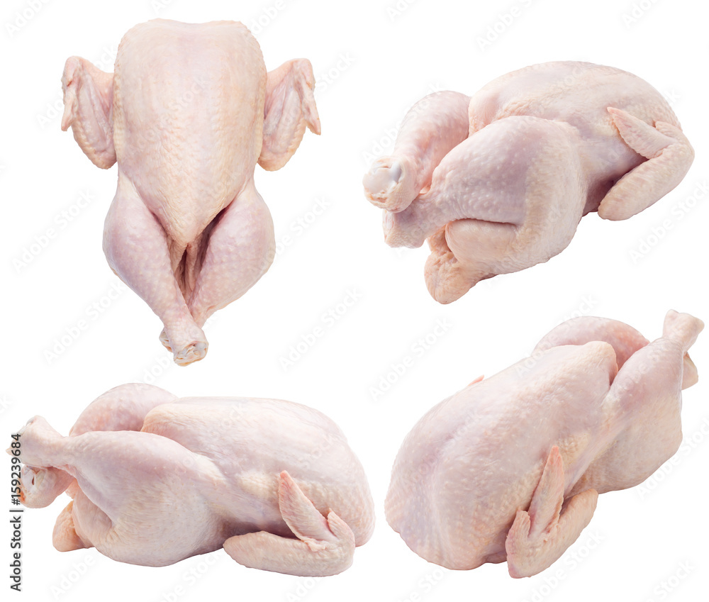 Raw fresh chicken, clipping path, on white background, isolated Raw fresh chicken, clipping path, on white background, isolated