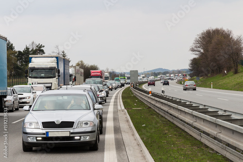 Traffic jam on highway during rush hour