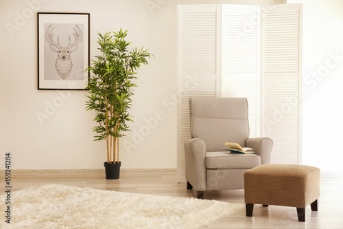 Modern interior with armchair