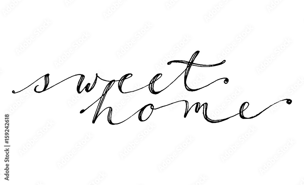 Hand drawn vector lettering. Phrase sweet home by hand. Isolated vector illustration. Handwritten modern calligraphy. Inscription for postcards, posters, prints, greeting cards. Hand drawn vector lettering. Phrase sweet home by hand. Isolated vector illustration. Handwritten modern calligraphy. Inscription for postcards, posters, prints, greeting cards.