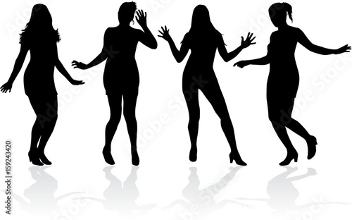 Dancing people silhouettes.