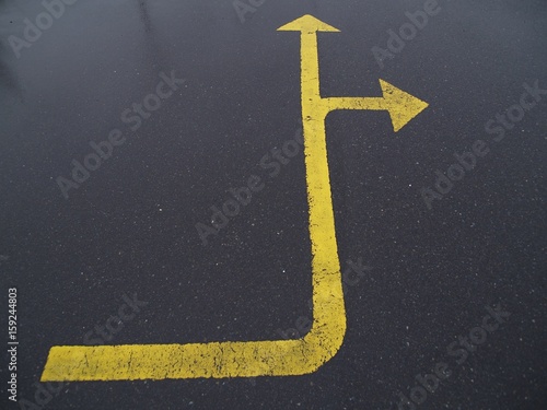 道路上の黄色い矢印 © hoshi