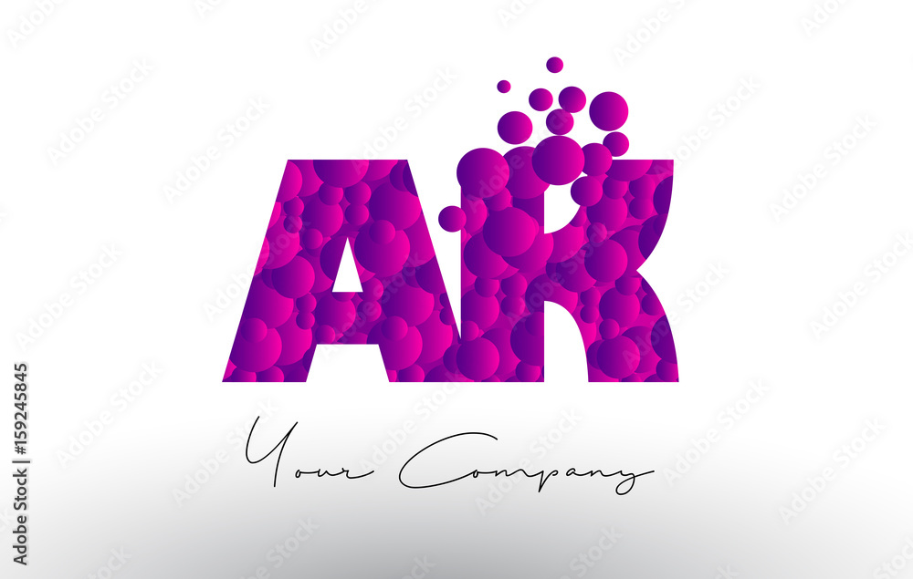 AK A K Dots Letter Logo with Purple Bubbles Texture.