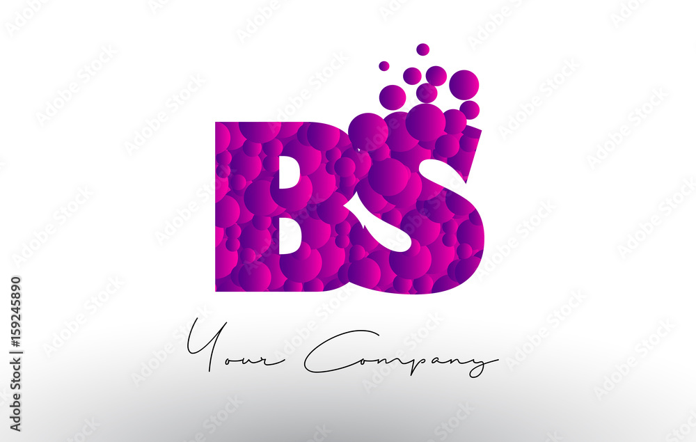 BS B S Dots Letter Logo with Purple Bubbles Texture. BS B S Dots Letter Logo with Purple Bubbles Texture.