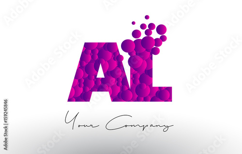 AL A L Dots Letter Logo with Purple Bubbles Texture.