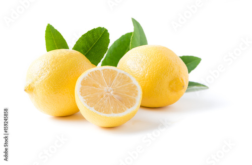 fresh sliced lemon isolated on white