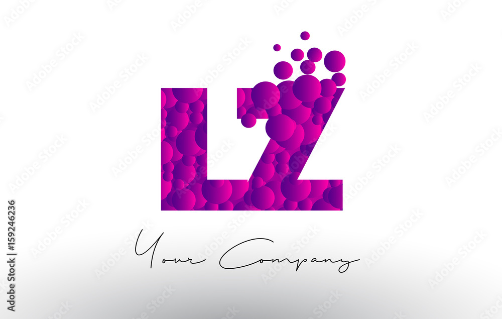 LZ L Z Dots Letter Logo with Purple Bubbles Texture. LZ L Z Dots Letter Logo with Purple Bubbles Texture.