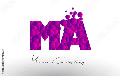 MA M A Dots Letter Logo with Purple Bubbles Texture.