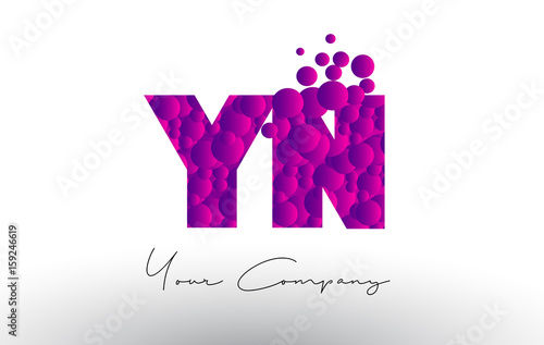 YN Y N Dots Letter Logo with Purple Bubbles Texture.