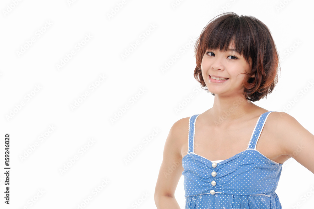 casual woman smiling isolated over a white casual woman smiling isolated over a white