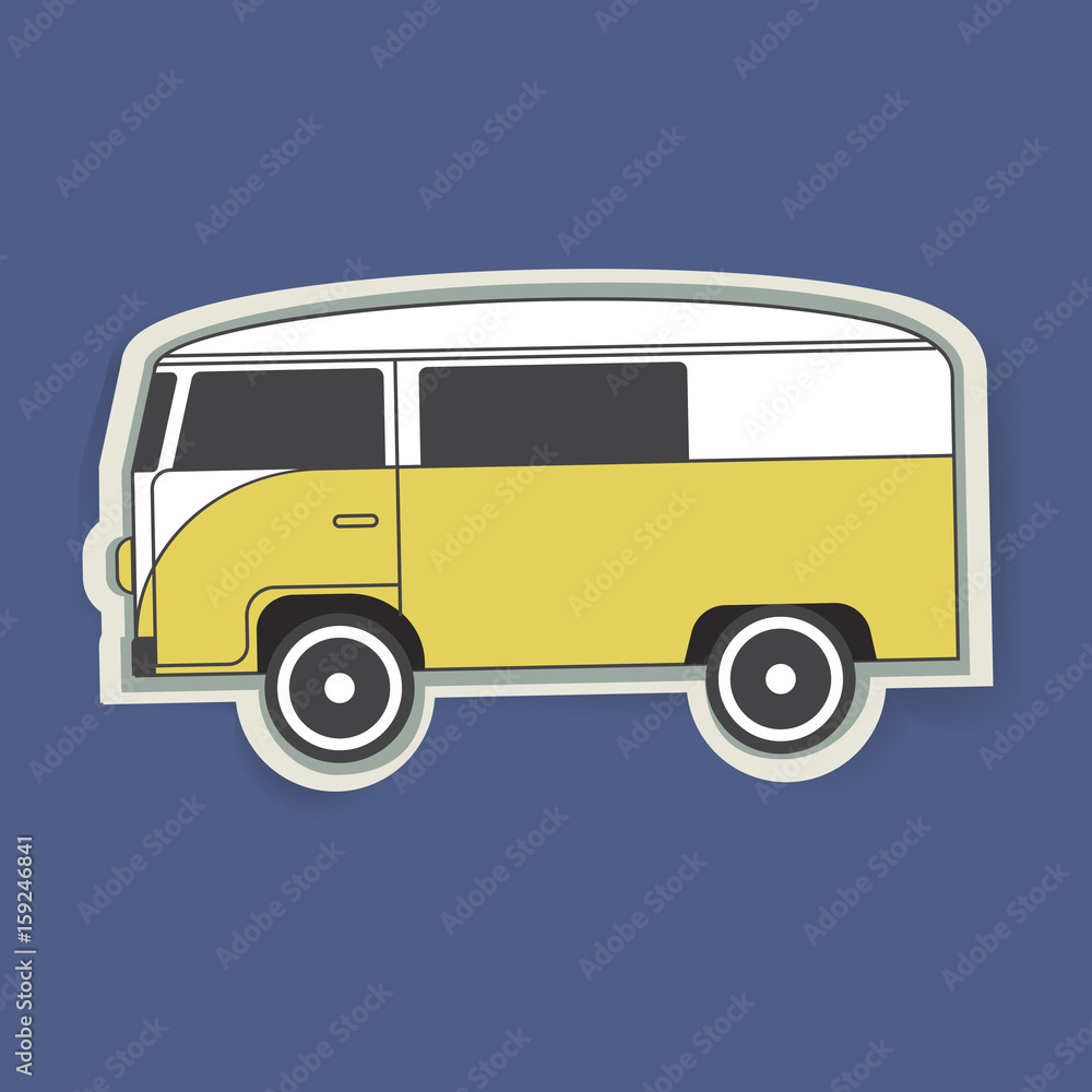 Yellow Van Car Vehicle Travel Graphic Illustration Vector