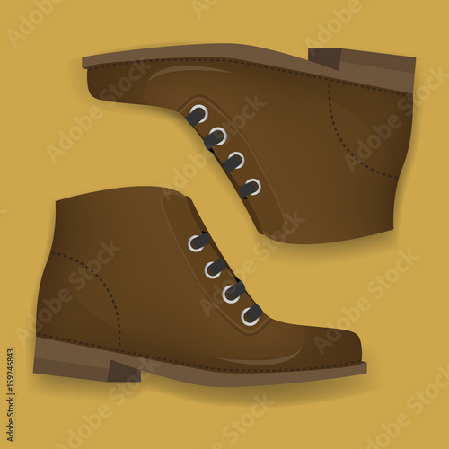 Brown Boots Shoes Graphic Illustration Vector