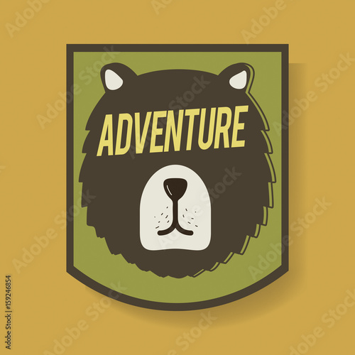 Bear Adventure Badge Graphic Illustration Vector