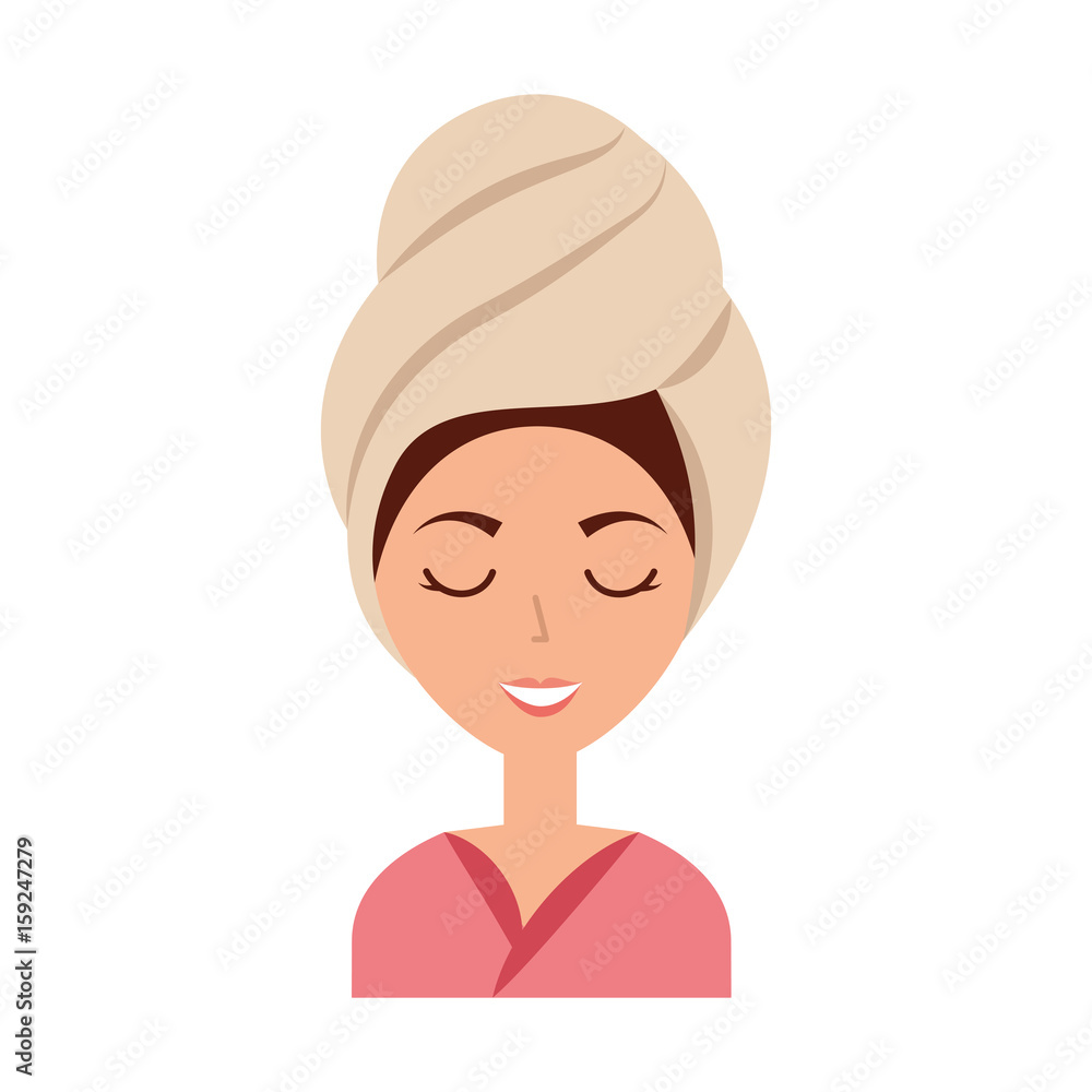 head woman with towell vector illustration design head woman with towell vector illustration design