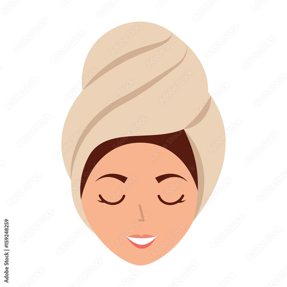 head woman with towell vector illustration design head woman with towell vector illustration design