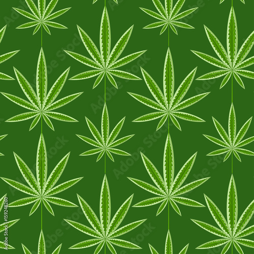 Green marijuana background vector illustration seamless pattern marihuana leaf herb narcotic textile