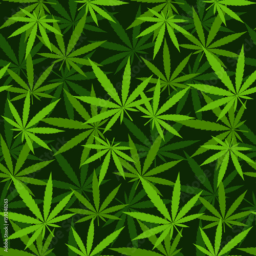Green marijuana background vector illustration seamless pattern marihuana leaf herb narcotic textile