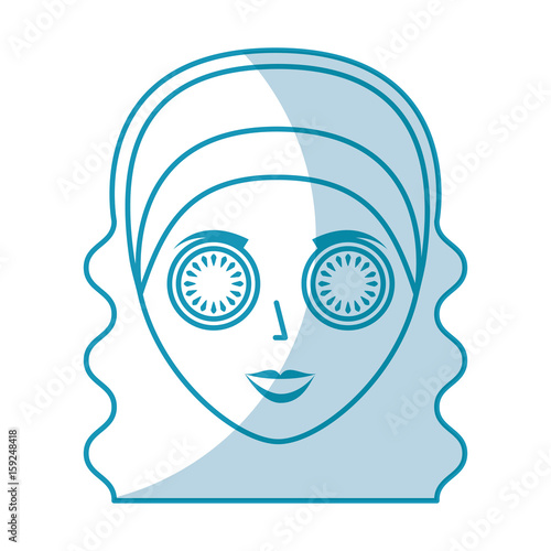 cute woman with cucumber mask vector illustration design